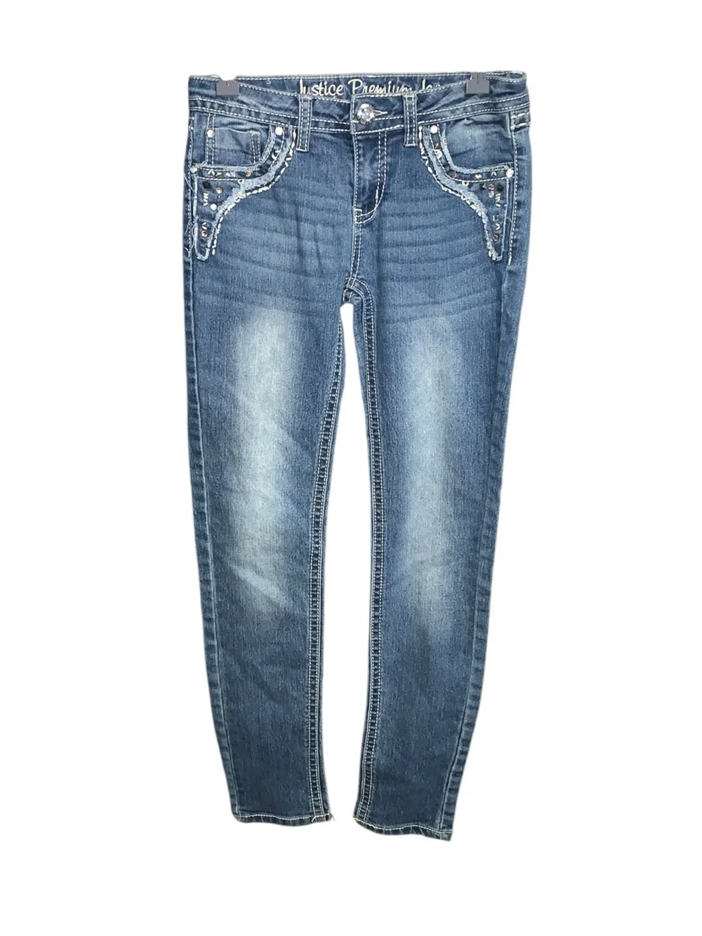 Justice Premium Jeans Simply Low Super Skinny Girls 14R Jeweled Jeans